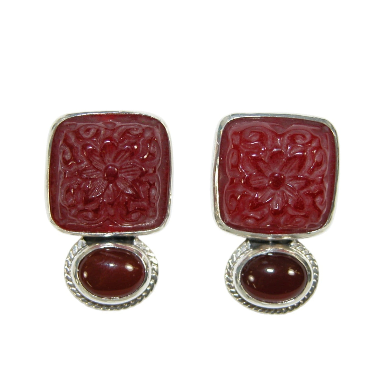 34139 Red Agate Sterling Silver Earrings