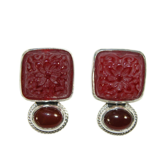 34139 Red Agate Sterling Silver Earrings
