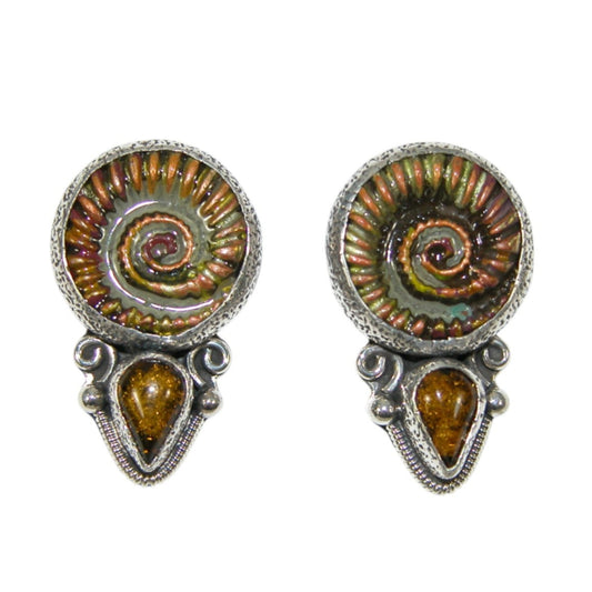 34141C Hand Enamel Sterling Silver Earrings