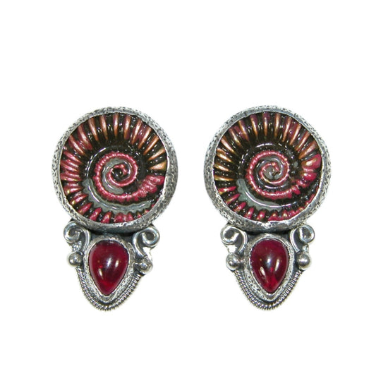 34141D Hand Enamel Sterling Silver Earrings