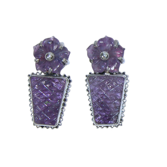34145B Amethyst Sterling Silver Earrings