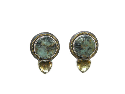 34148 African Turquoise Sterling Silver Earrings
