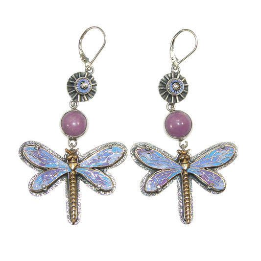34149L Hand Enameling Dragonfly Sterling Silver Earrings