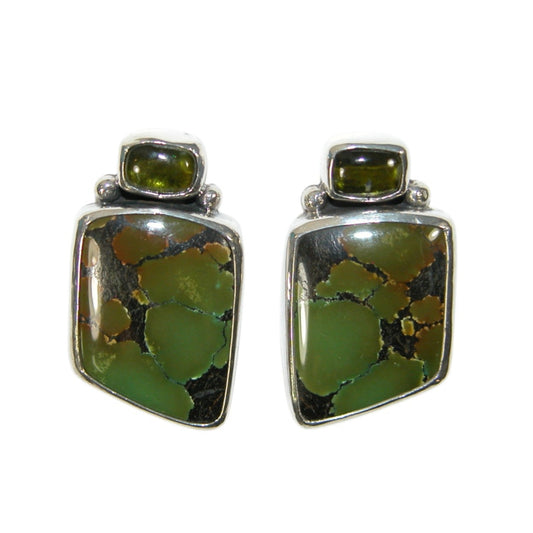 34150B Turquoise,Peridot Sterling Silver Earrings