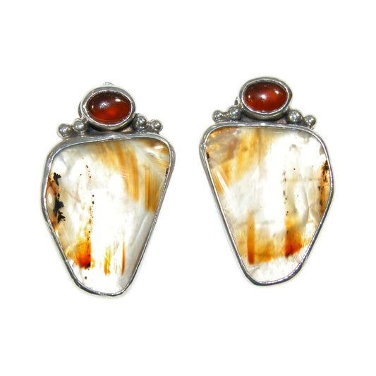 34156B Agate, Hessonite Sterling Silver Earrings