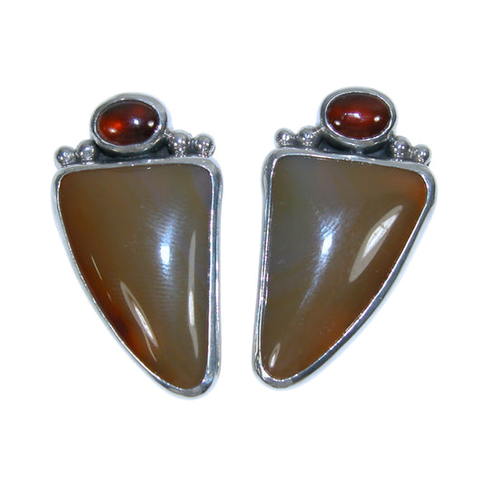 34156C Agate, Hessonite Sterling Silver Earrings