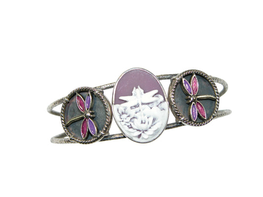 34163 Purple Cameo Sterling Silver Bracelet