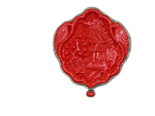 34169 Cinnabar Sterling Silver Pin Pendant