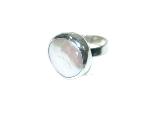 34170 Mother of Pearl Resizable Sterling Silver Ring