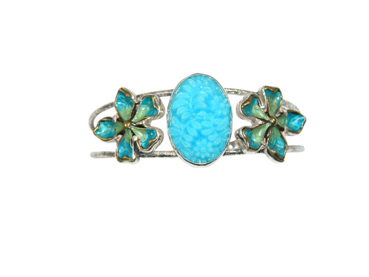 34181 Turquoise Hand Enameling Sterling Silver Bracelet