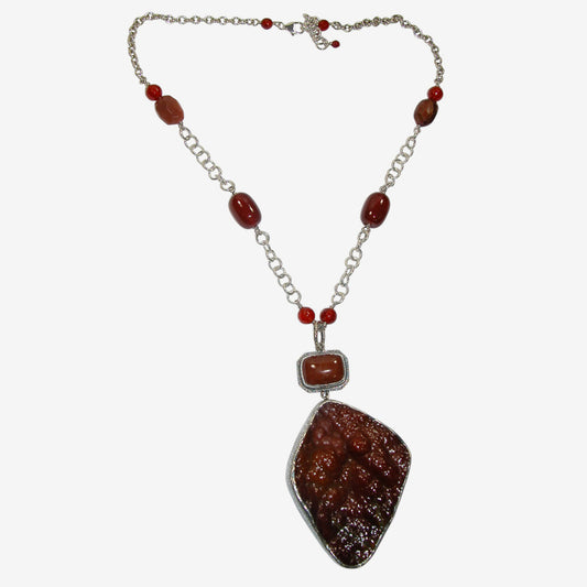 34214 Natural Mineral Pendant with Carnelian on Chain Necklace