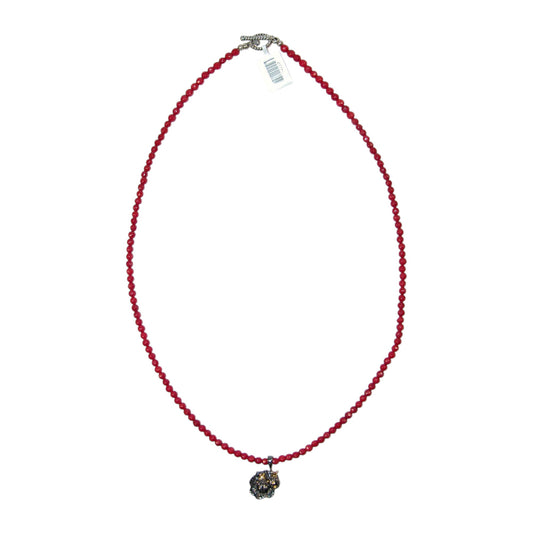 34220 Coral Lady Bug Sterling Silver Necklace