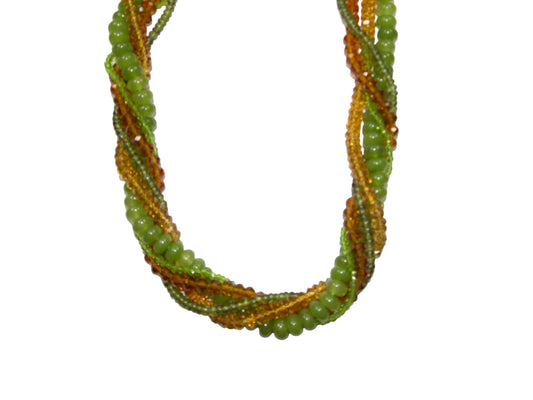 34252 Jade, Vesuvianite Multi Strand Sterling Silver Necklace