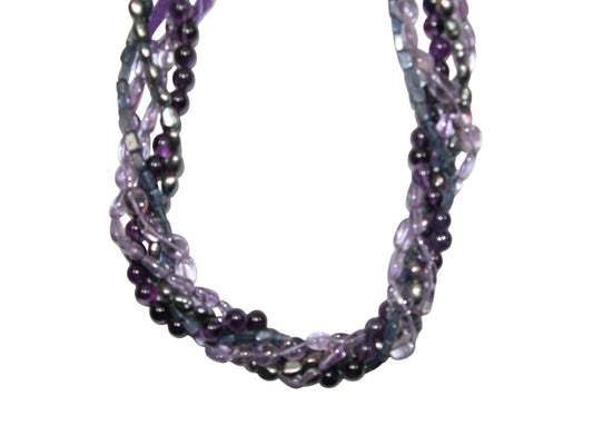 34254 FWP, Amethyst Multi Strand Sterling Silver Necklace