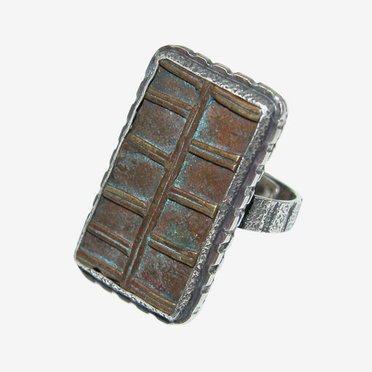34316 African Gold Weight Sterling Silver Ring