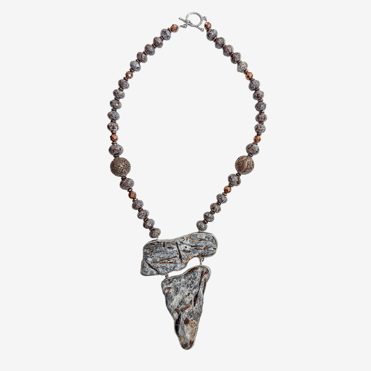 34332A Astrophyllite, Jasper, Hematite Necklace