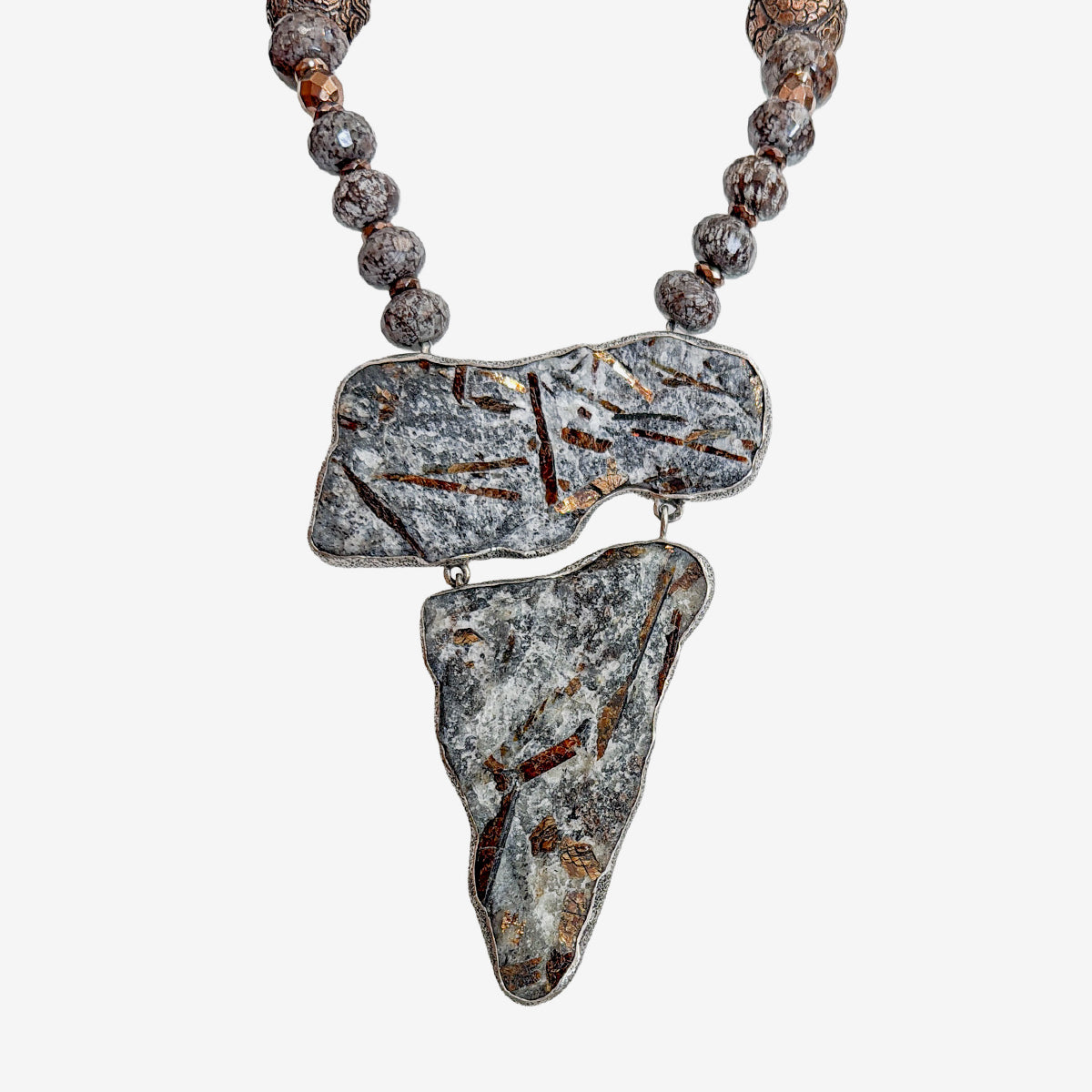 34332A Astrophyllite, Jasper, Hematite Necklace