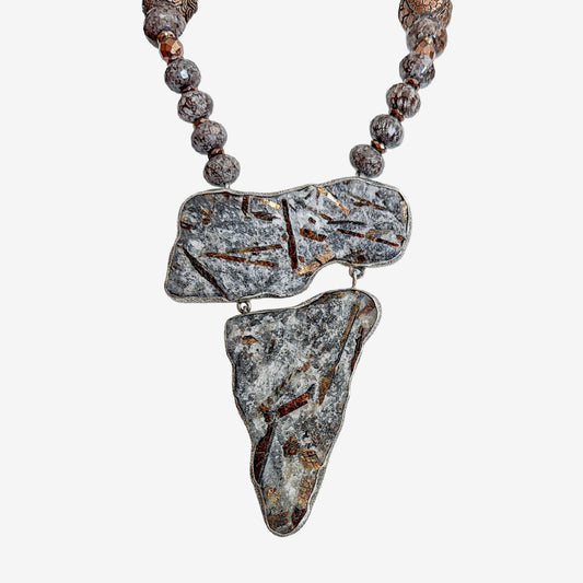 34332A Astrophyllite, Jasper, Hematite Necklace