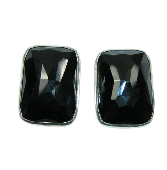 34343 Black Onyx Rectangle Sterling Silver Earrings
