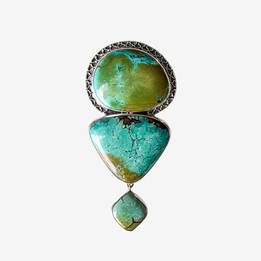 34351 Three Stone Turquoise Pin / Pendant