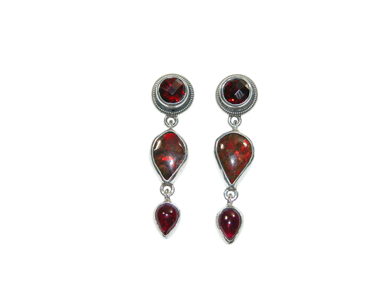 34375 Garnet Ammolite Fossil Earrings