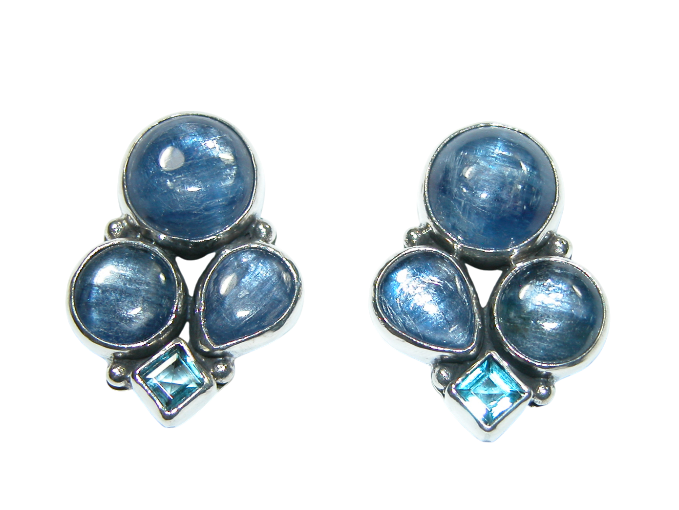 34380 Kyanite Blue Topaz Cluster Sterling Silver Earring