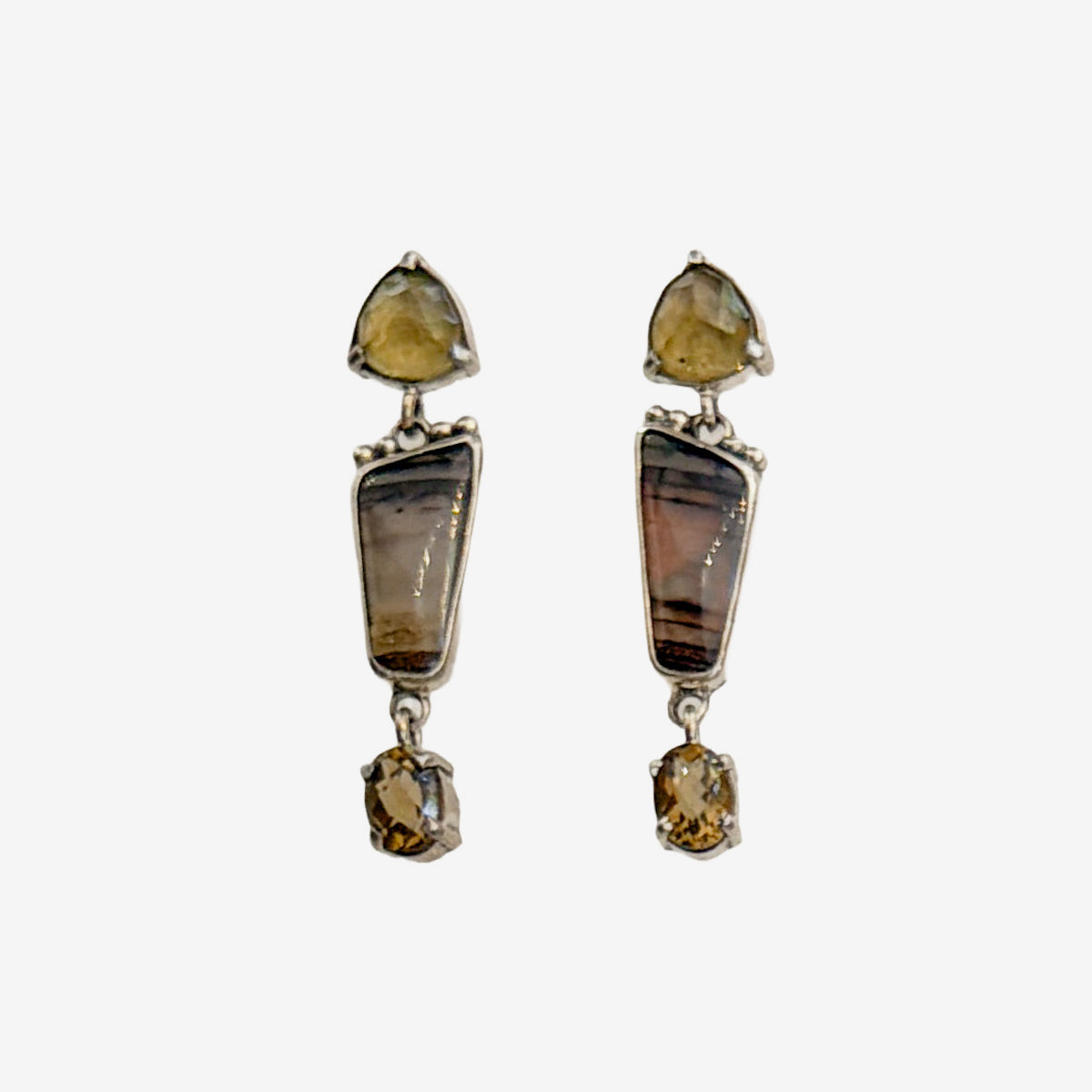 34381 Montana Agate, Cognac Topaz Earrings