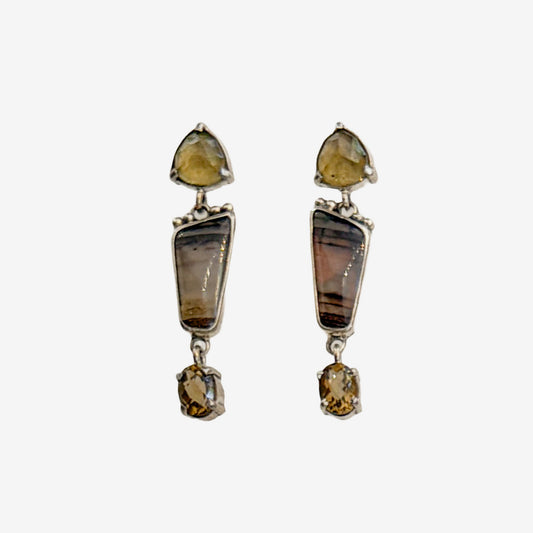 34381 Montana Agate, Cognac Topaz Earrings