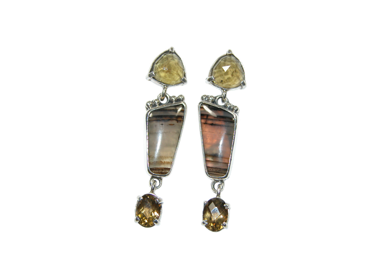 34381 Cognac Topaz Agate Sterling Silver Dangle Earring