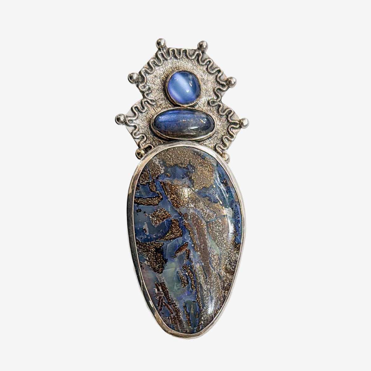 34393 Boulder Opal, Labradorite Pin / Pendant