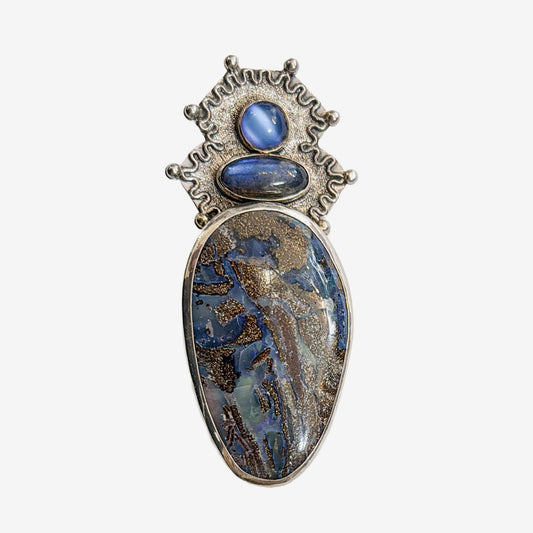 34393 Boulder Opal, Labradorite Pin / Pendant