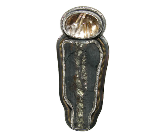 34404 Rutilated Slade Pyrite Sterling Silver Pin Pendant