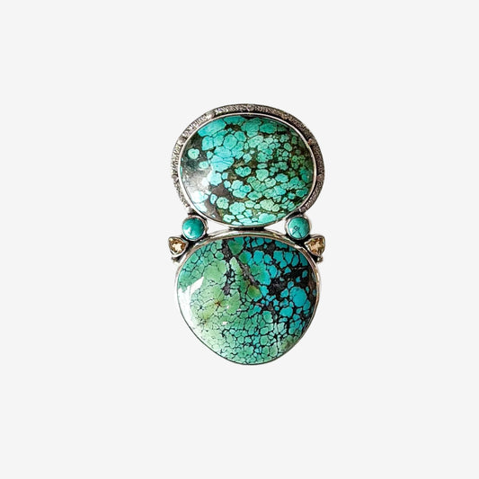 34405 Turquoise, Citrine Sterling Silver Pin / Pendant