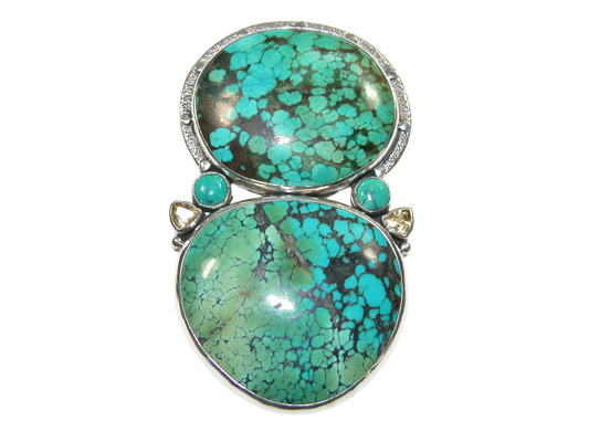 34405 Turquoise Citrine Sterling Silver Pin Pendant