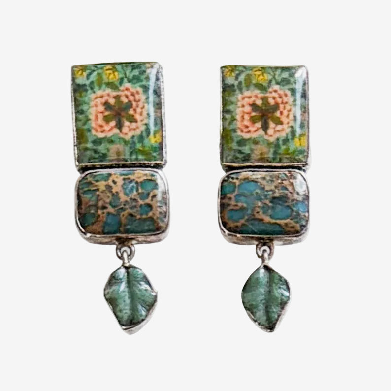 34424 Handmade Tile, Snake Skin Jasper Earrings
