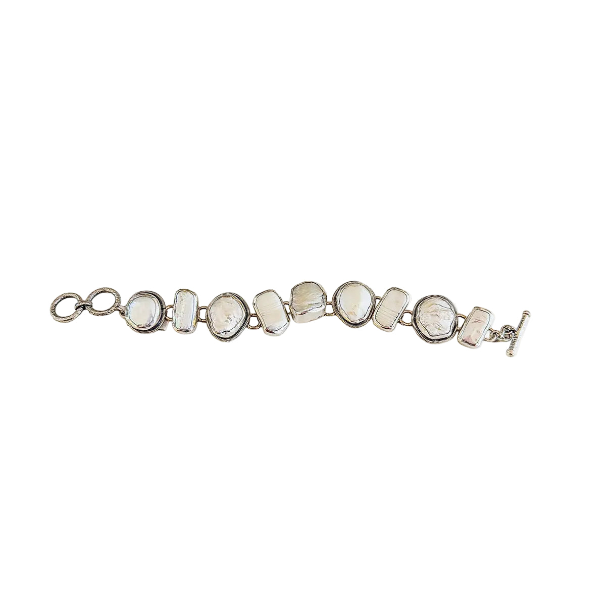 34517 Freshwater Pearl Sterling Silver Toggle Bracelet