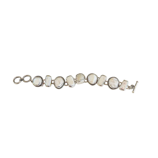 34517 Freshwater Pearl Sterling Silver Toggle Bracelet