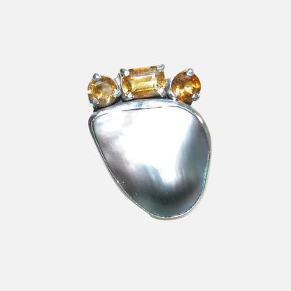 34523 Citrine Mabe Blister Pearl Sterling Silver Ring