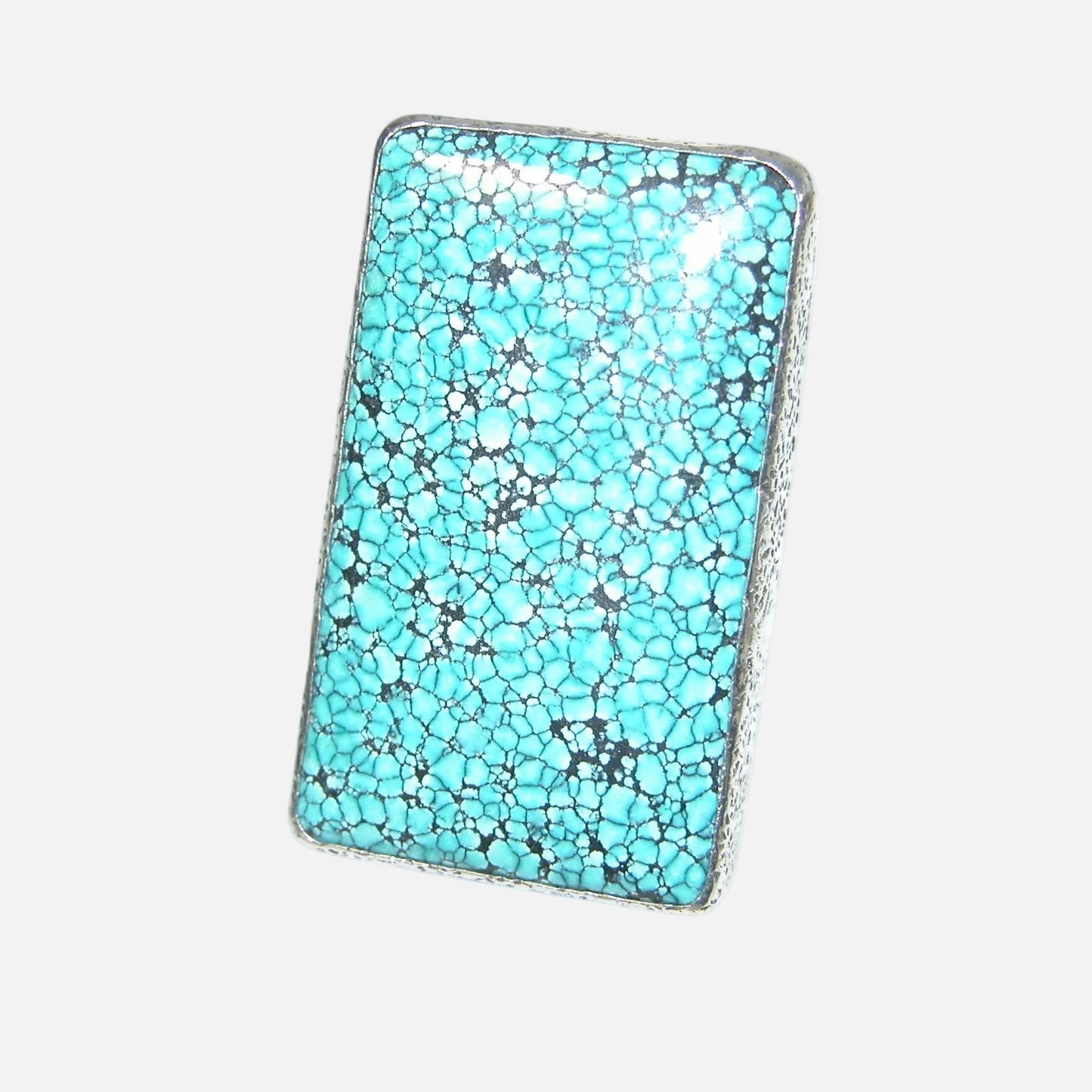 34526 Natural Turquoise Rectangle Sterling Silver Ring