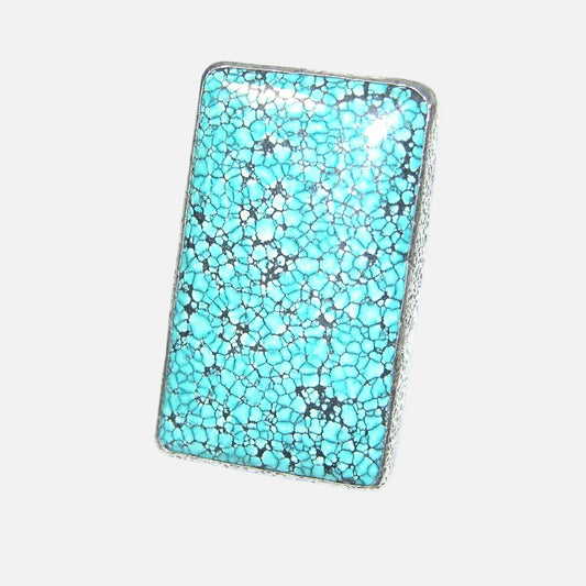 34526 Natural Turquoise Rectangle Sterling Silver Ring