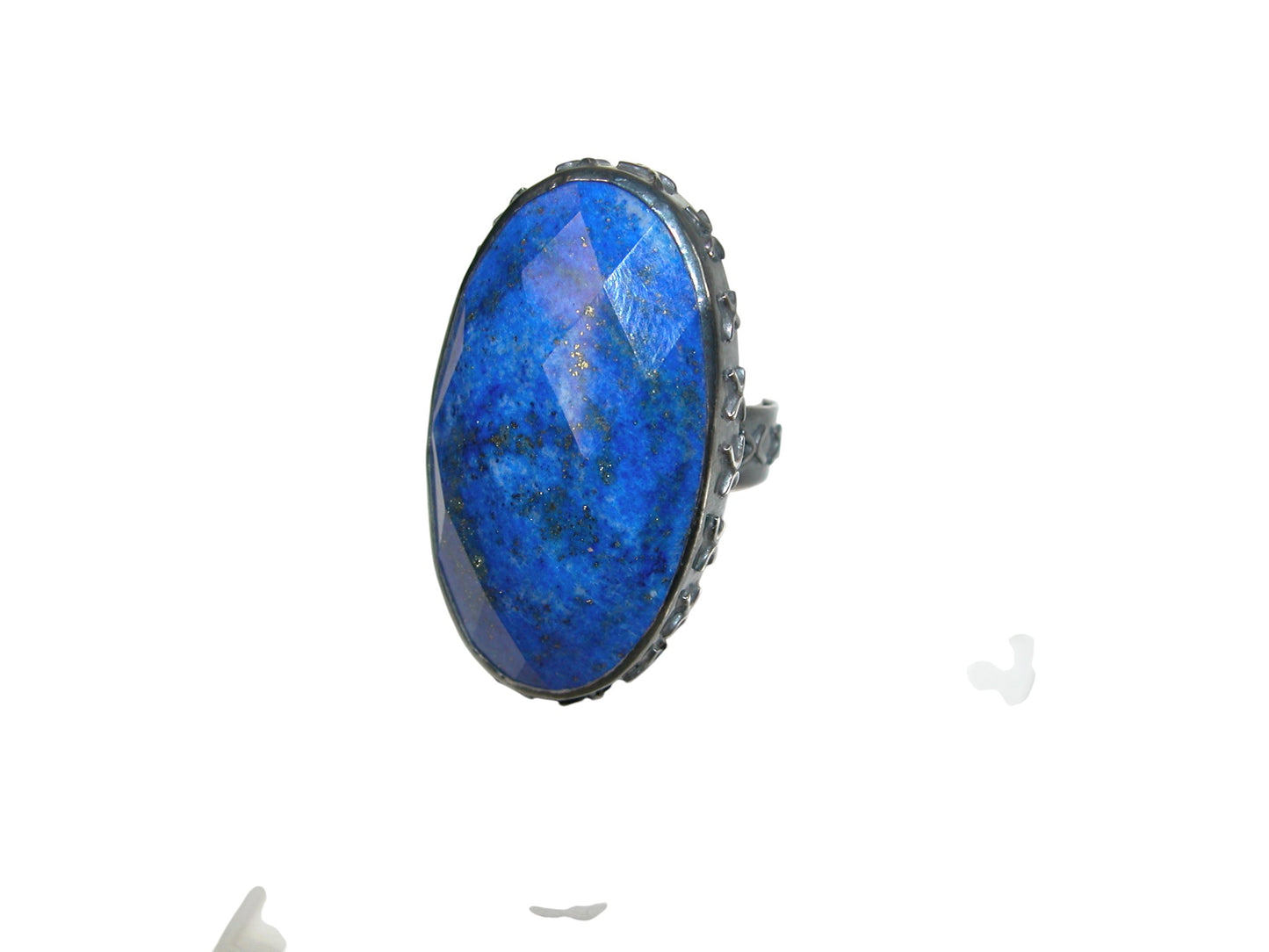 34530B Faceted Lapis Sterling Silver Ring