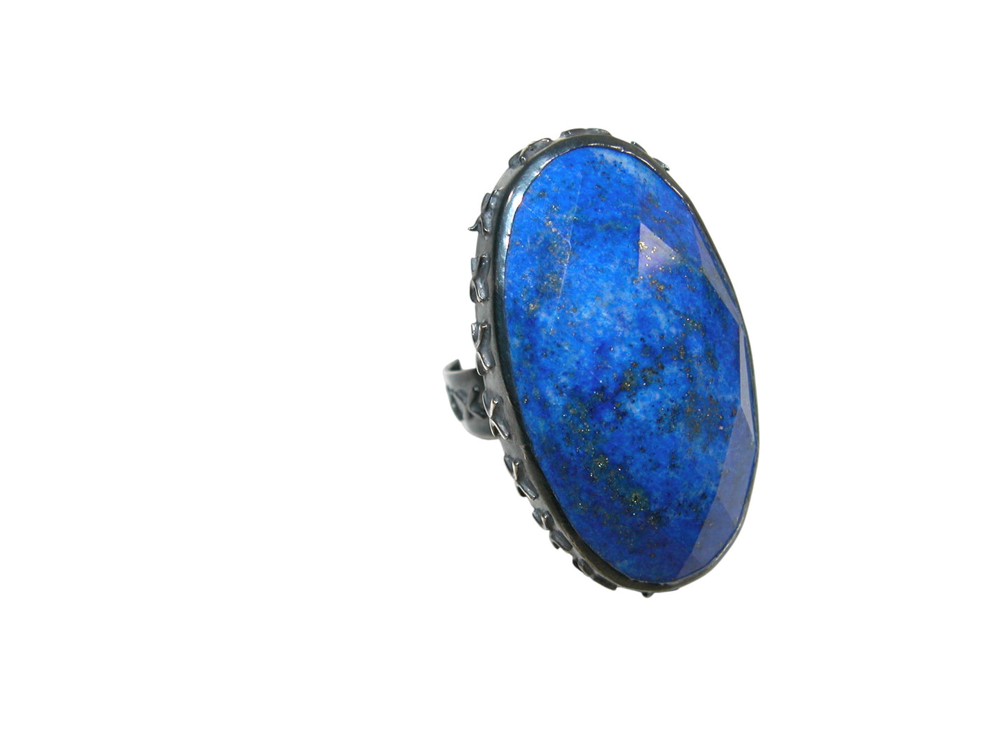 34530B Faceted Lapis Sterling Silver Ring
