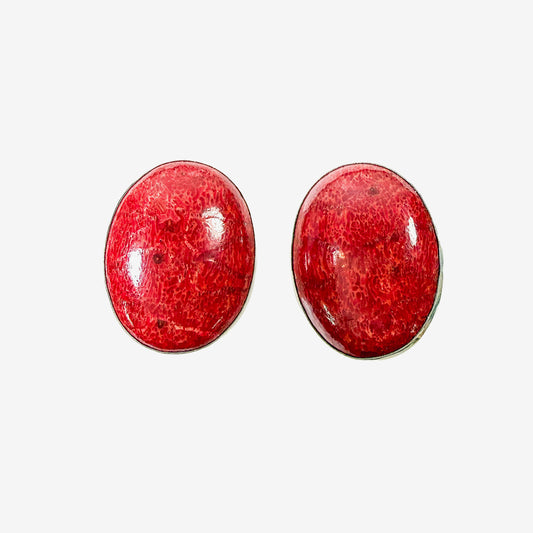 34545 Apple Coral Sterling Silver Earrings