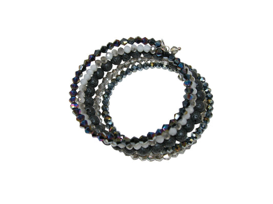 36995B Lava, Crystal Memory Wire Bracelet