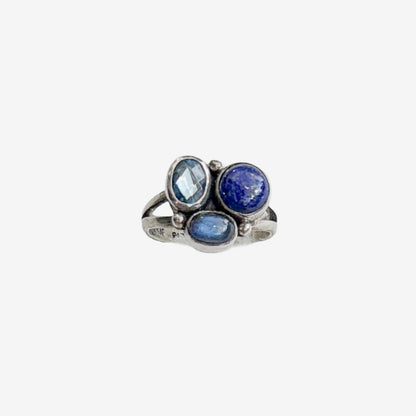 37005 Lapis, Labradorite, Blue Topaz Ring