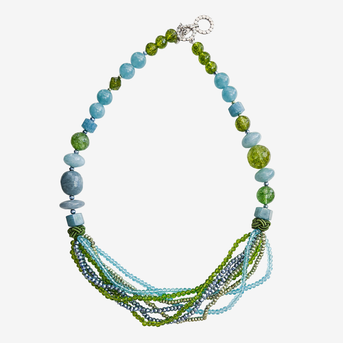 37008 Aquamarine, Crystal, Freshwater Pearl Necklace