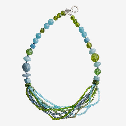 37008 Aquamarine, Crystal, Freshwater Pearl Necklace