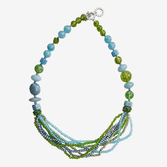 37008 Aquamarine, Crystal, Freshwater Pearl Necklace