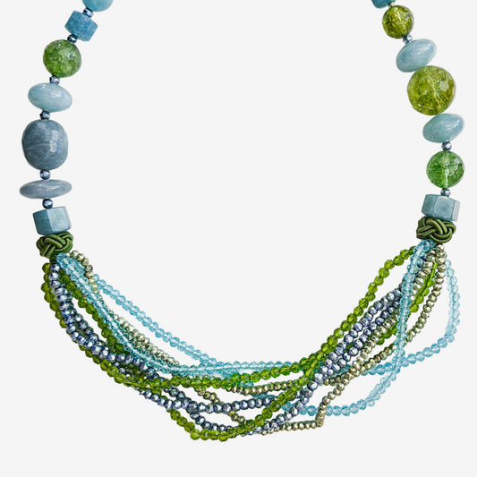 37008 Aquamarine, Crystal, Freshwater Pearl Necklace