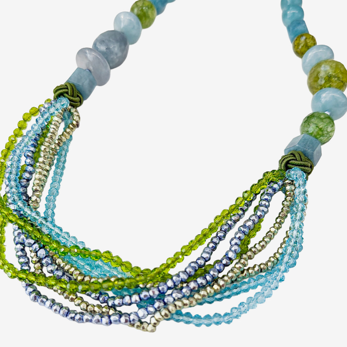 37008 Aquamarine, Crystal, Freshwater Pearl Necklace